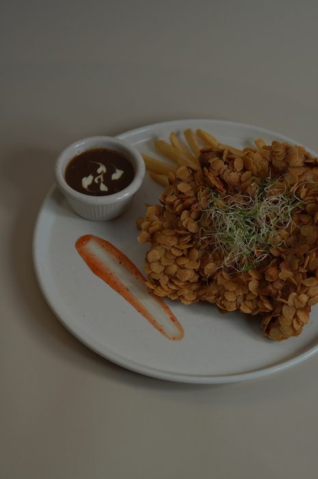 Fried platter with fries and dip